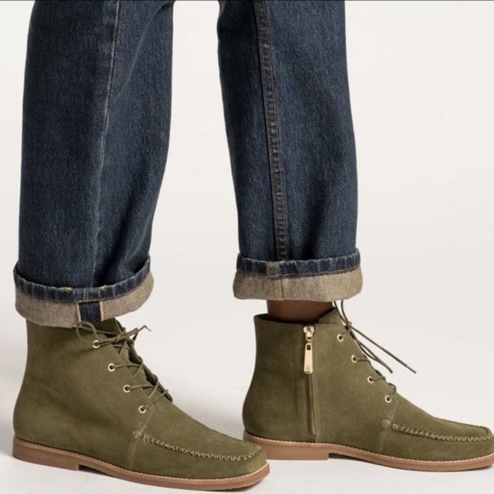 Frances Valentine Women’s Davis Boots In Olive Suede Chukka, Ankle Boots Size 7B